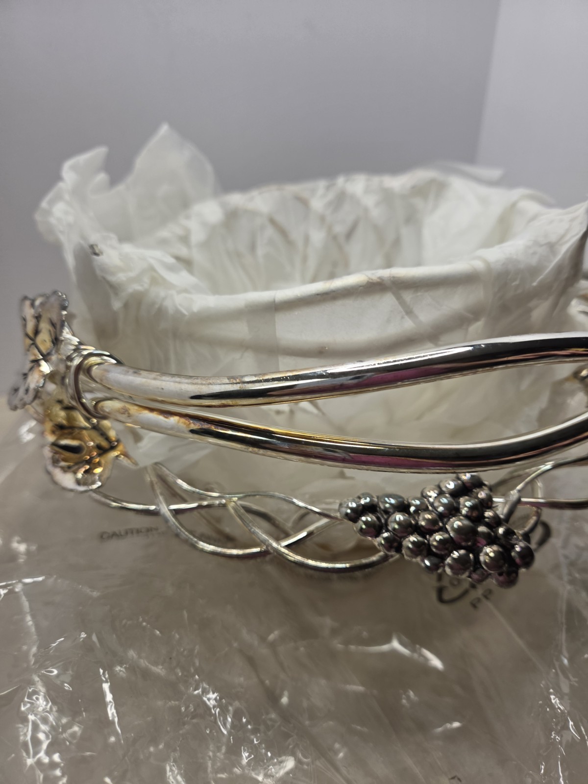 Godinger Silver Plated Grape Vine Pattern Baskets Vintage Set Of 2 with Box