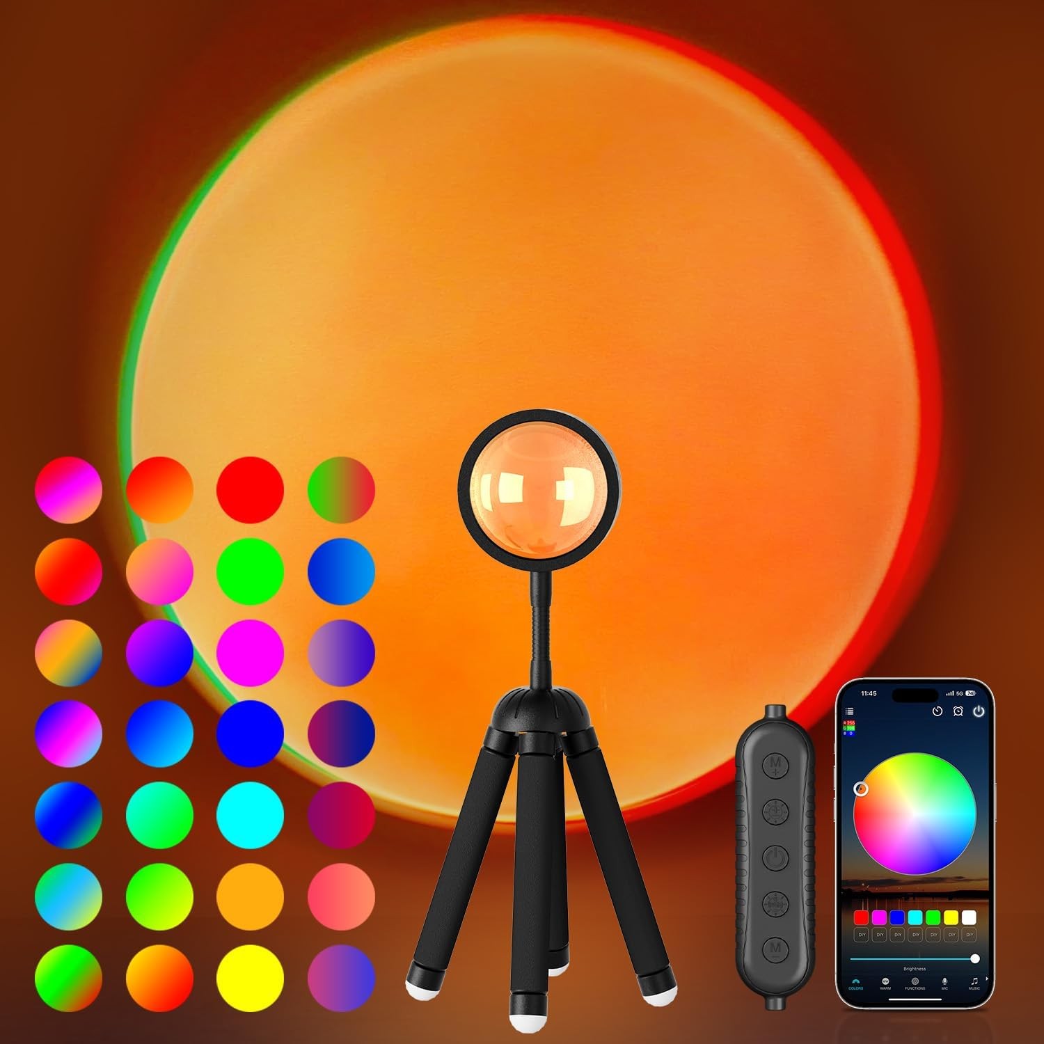 Sunset Lamp Projector with APP Control – Multicolor LED