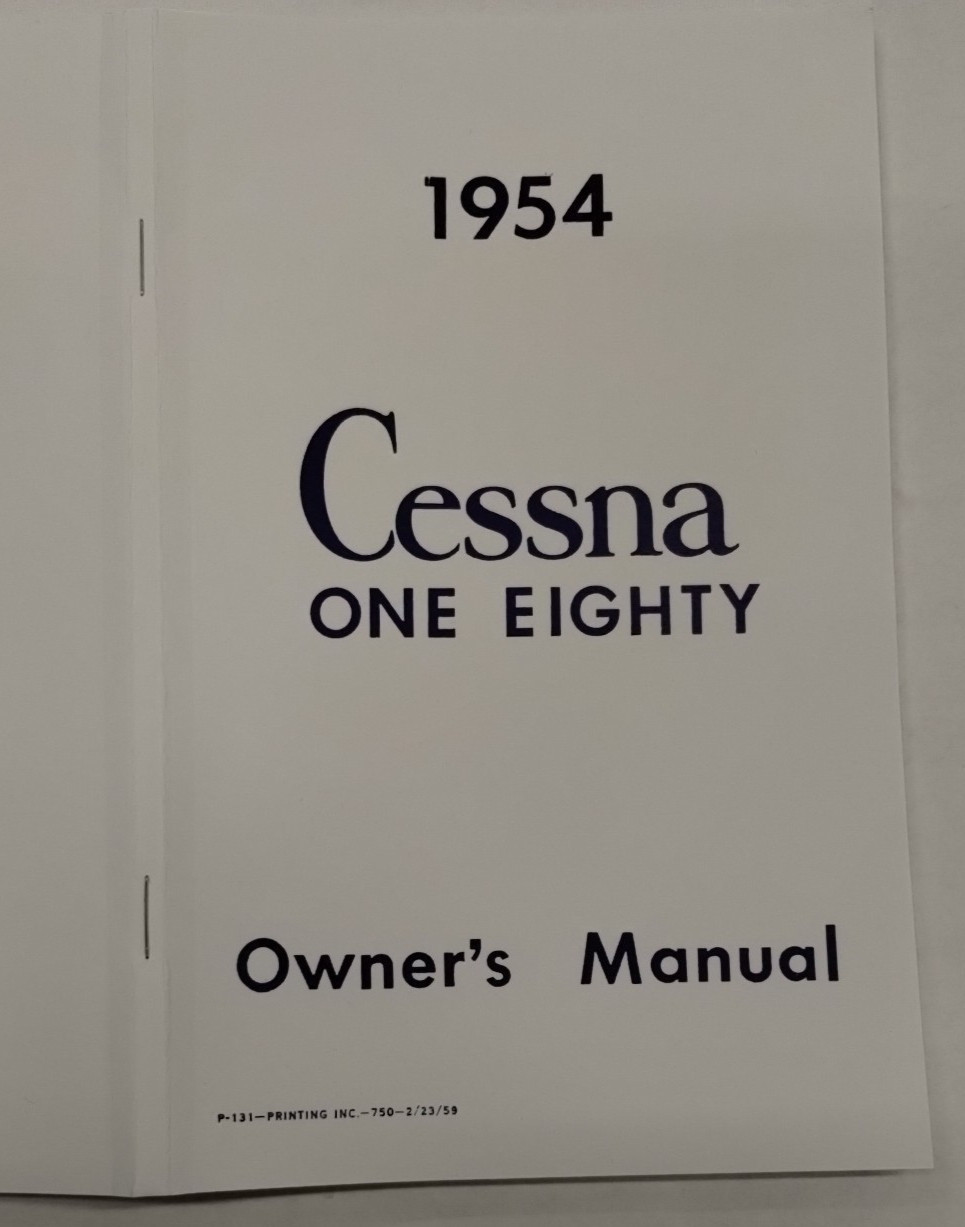 Cessna 1954 Model 180 Owner's Manual-Reproduction