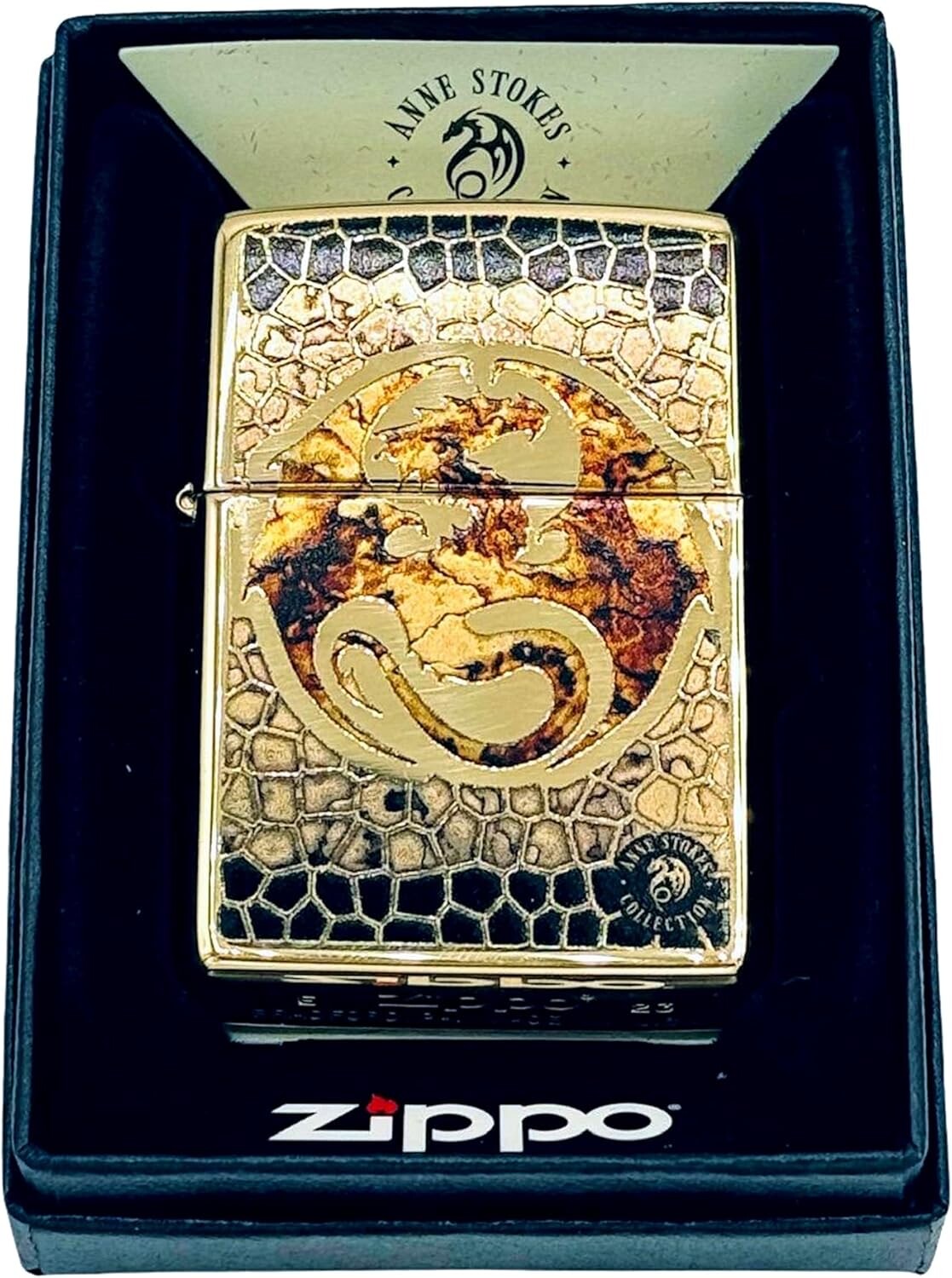 Genuine ZIPPO HIGH POLISH BRASS Lighter 254B 0057 ANNE STOKES DRAGON FUSION BNIB