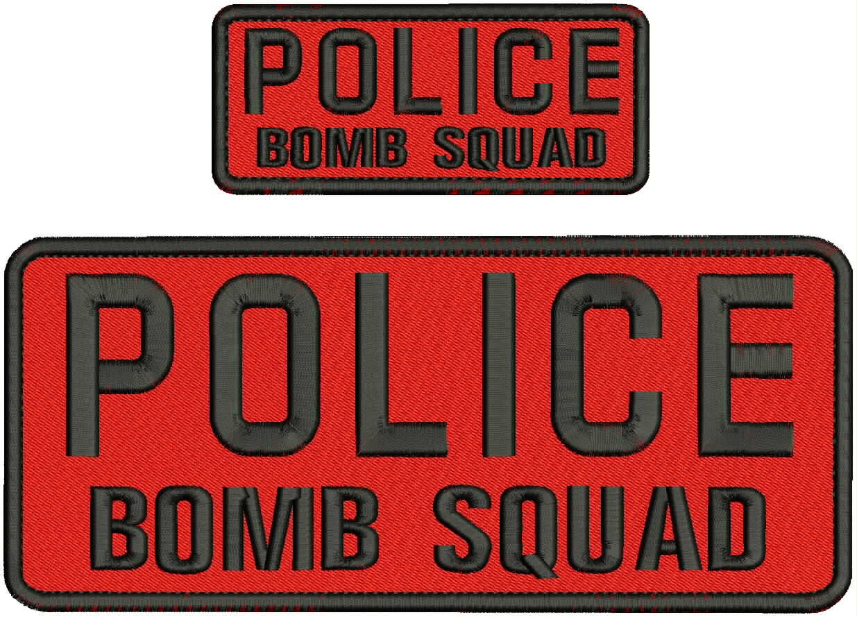 Collectible 2 Embroidery Patch Police B Squad 4x10 and 2x5 Black On Red