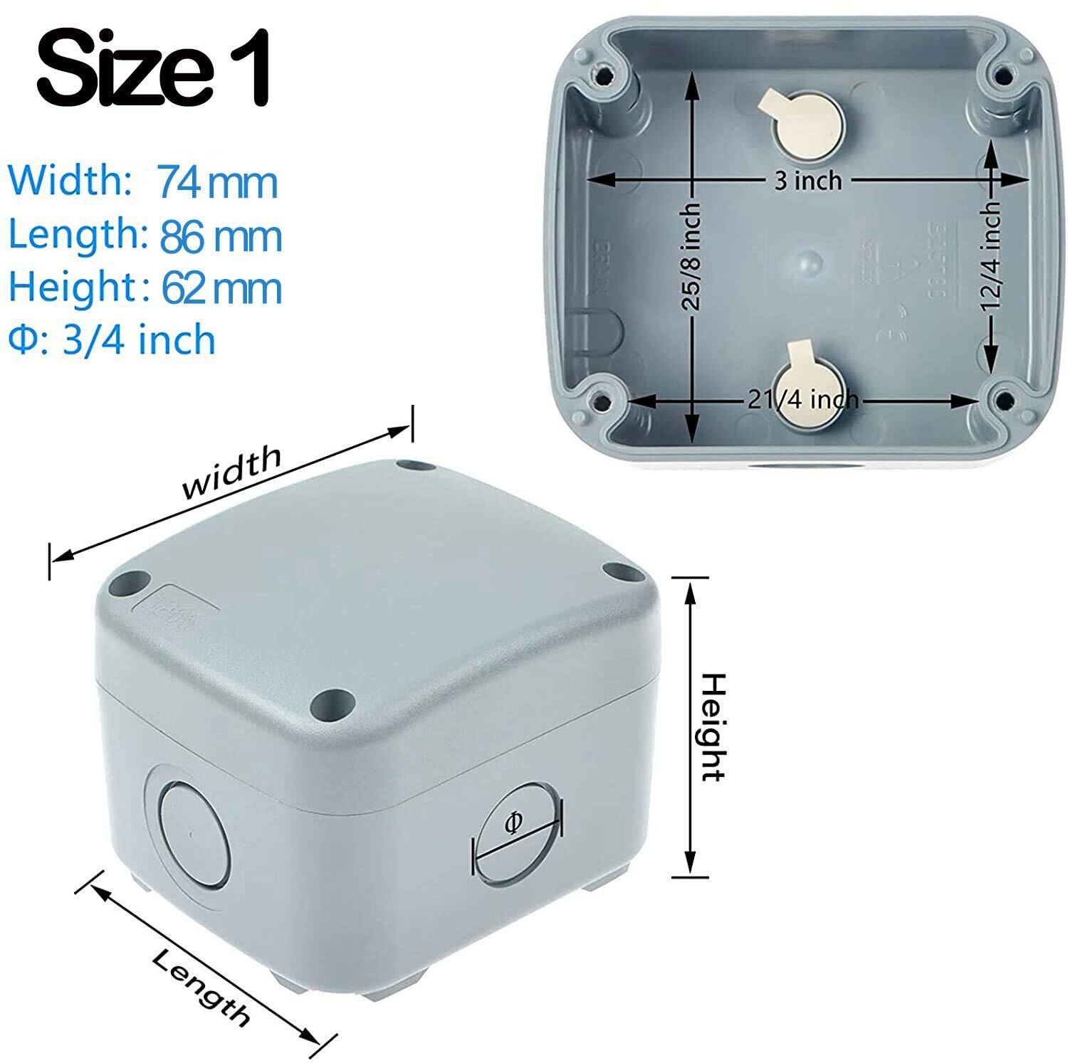 Electrical Junction Box Waterproof ABS Plastic Outdoor Project Enclosure Case US