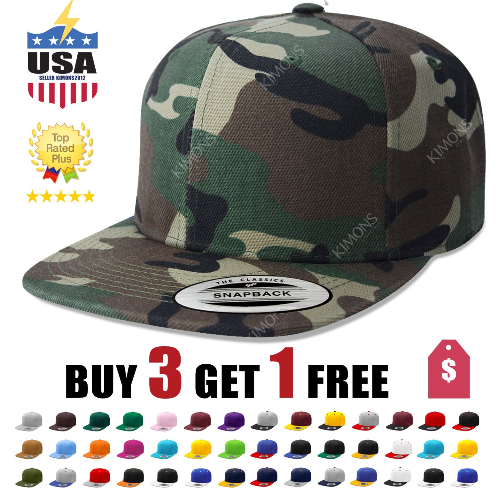 Snapback Baseball Cap Hat Hip-Hop Men Army Adjustable Hats Flat Trucker CS
