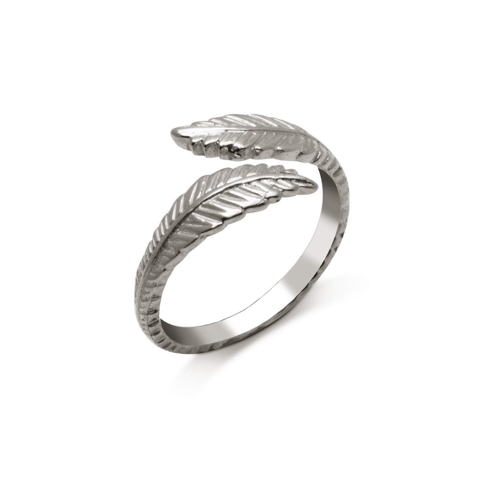 Solid 10K Gold or Sterling Silver Textured Feather Adjustable Toe Ring, feather