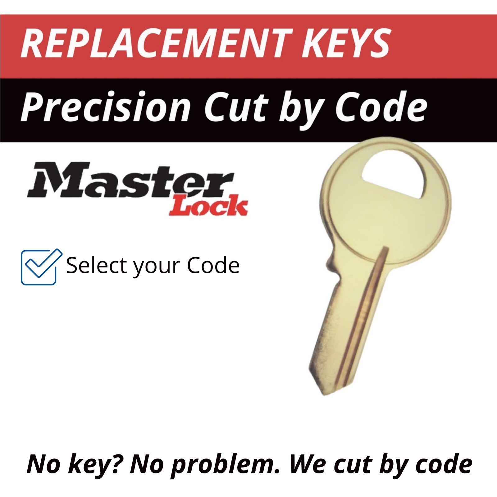 Master Lock Padlock Replacement Key Cut to Code 2001-2250