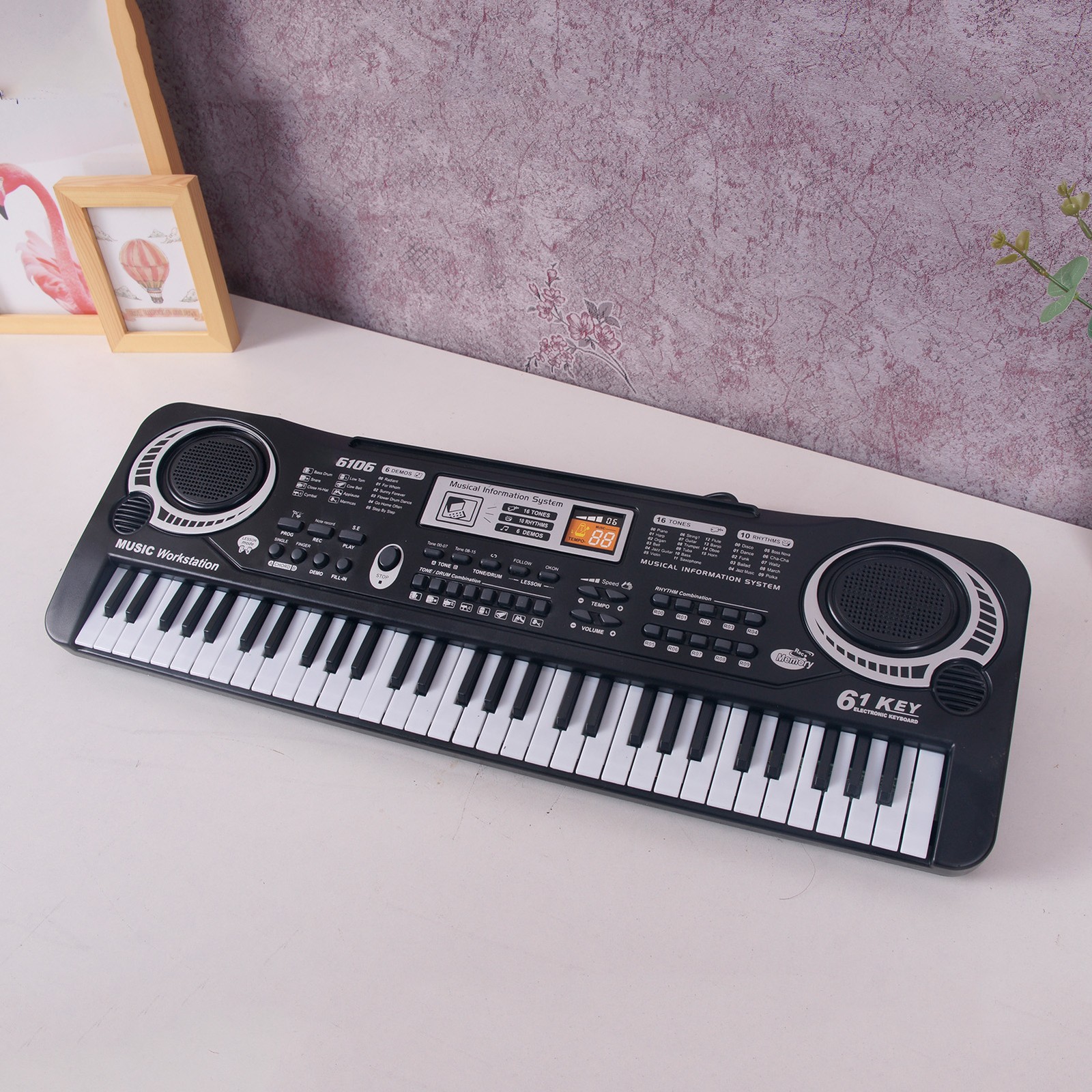 61 Keys Black Digital Electronic Keyboard Piano Great For Kids Music Education