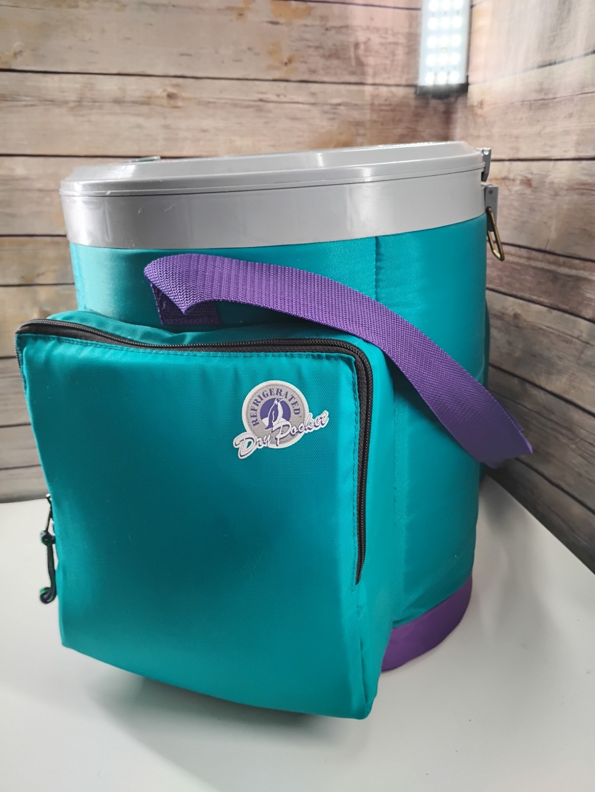 Vintage 90s Pak Chest Portable Cooler Stool - Teal & Purple Retro - Dry Pocket