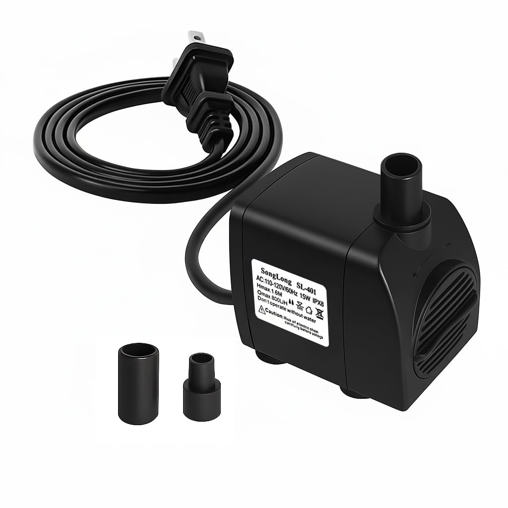 Submersible Pump 200GPH (800 L/H 15W) Ultra Quiet with Over Heating Protectio...