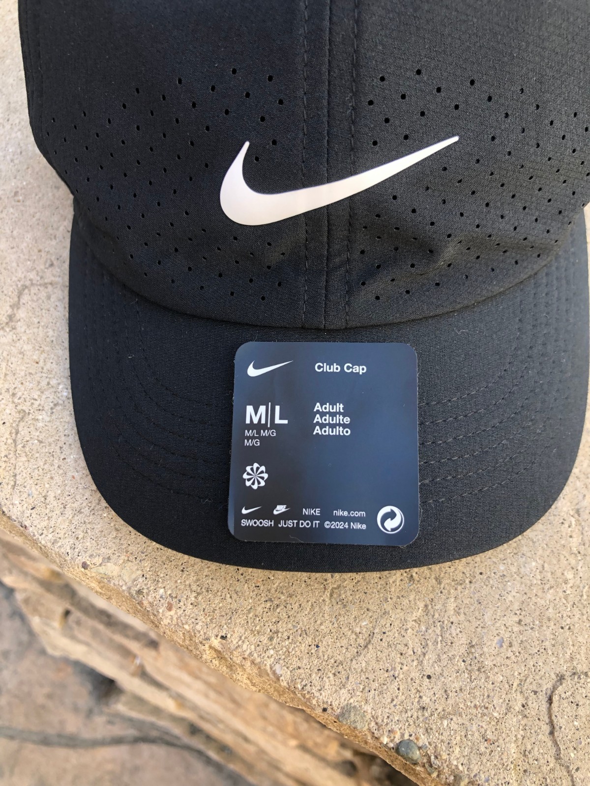 M/L Nike Dri-Fit ADV Club Unstructured Hat Cap FB5598-010 Black White Tennis