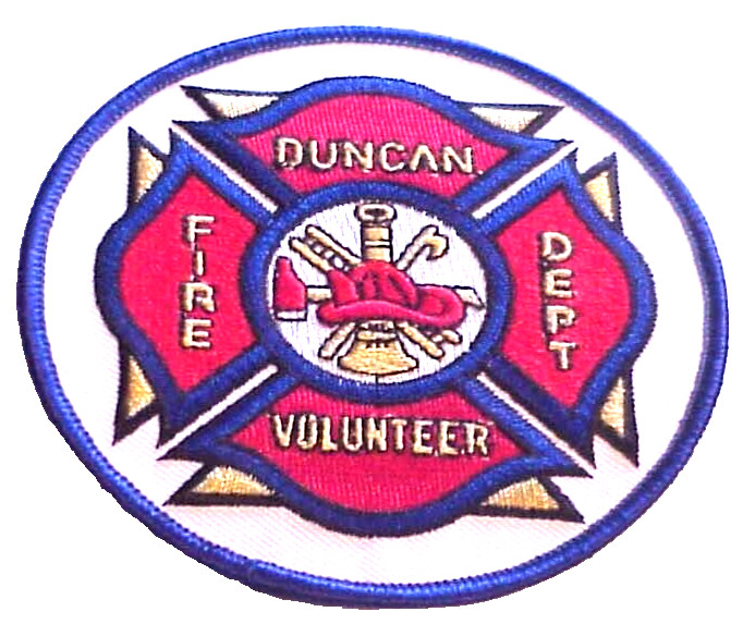 DUNCAN  OKLAHOMA  OK  VOLUNTEER  4"  FIRE DEPT PATCH  FREE SHIPPING !!