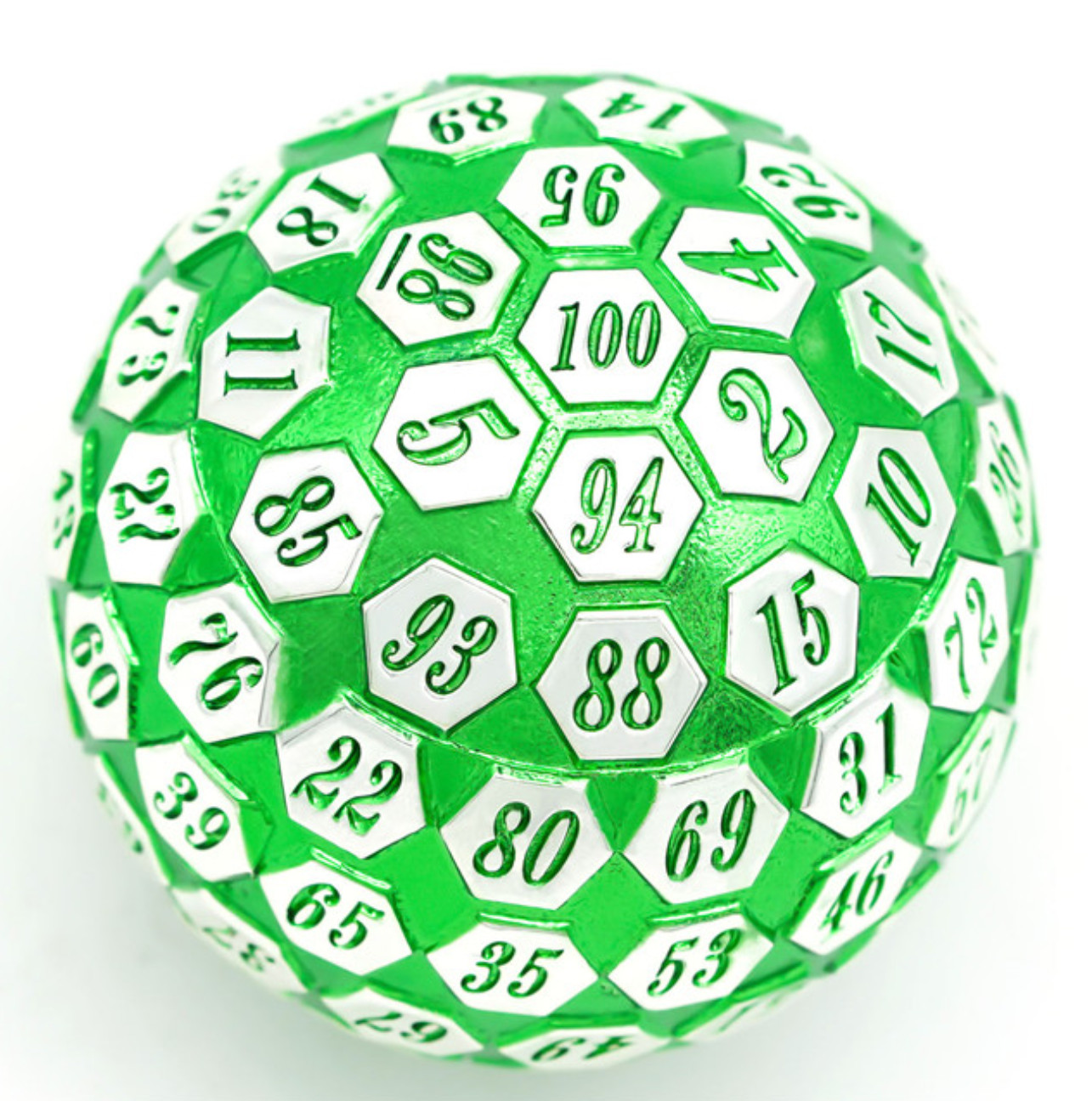 Green Solid Metal d100 Die | Dungeons and Dragons | 100 Sided Dice | DnD Dice