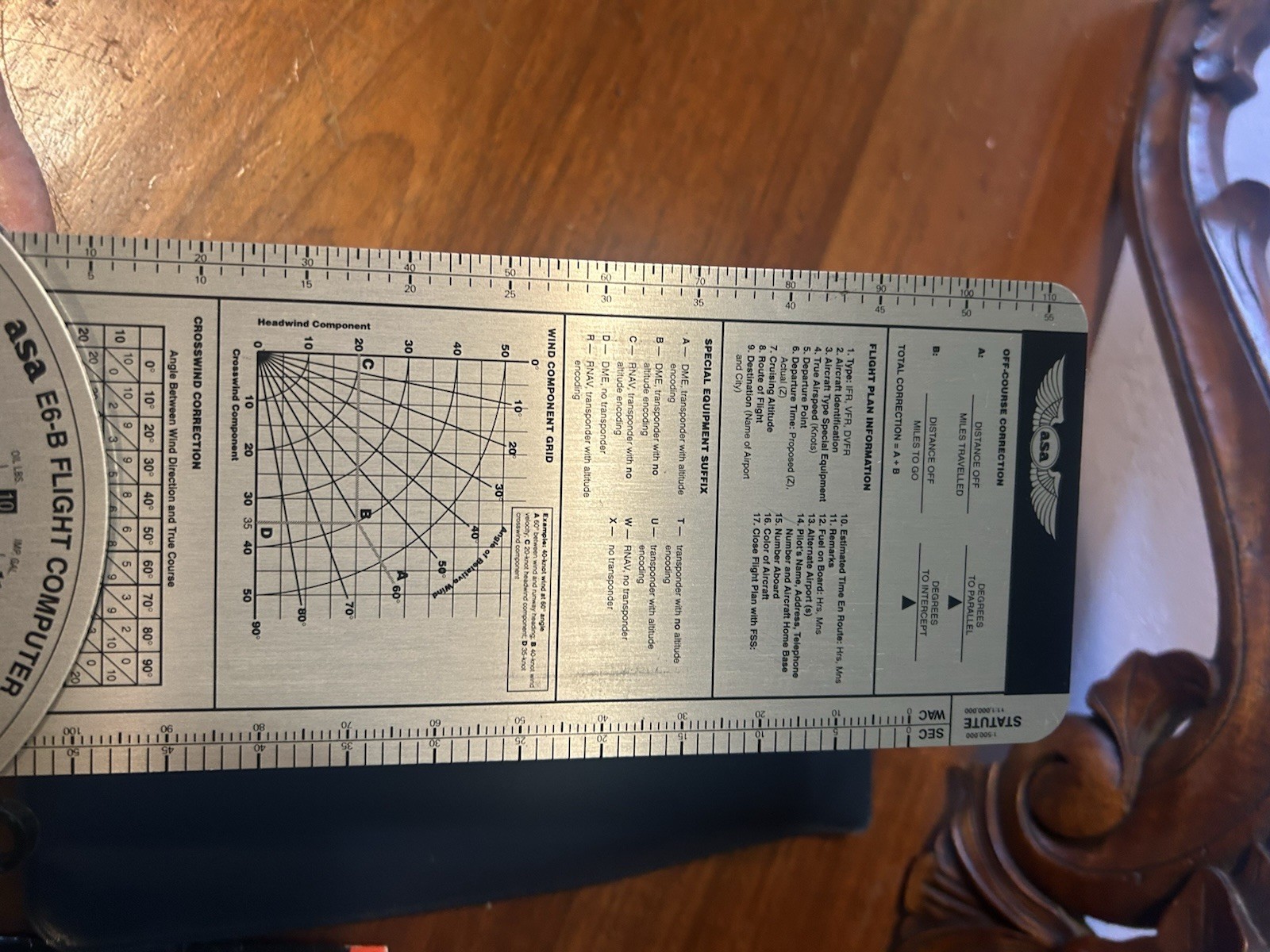 ASA E6-B Flight Computer Calculator With Case, Manual