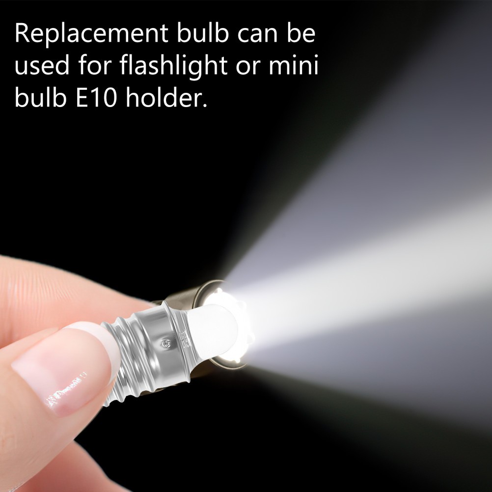 2Pcs Small LED Flashlight Bulbs Replacement Durable Metal Glass Silver Color