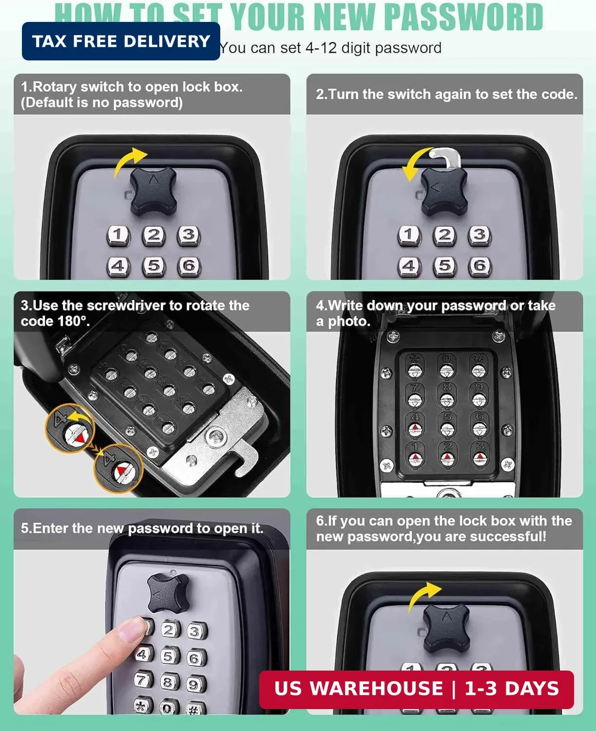 Car Lock Box Punch Button Combination Car Window Key Safe Box Portable