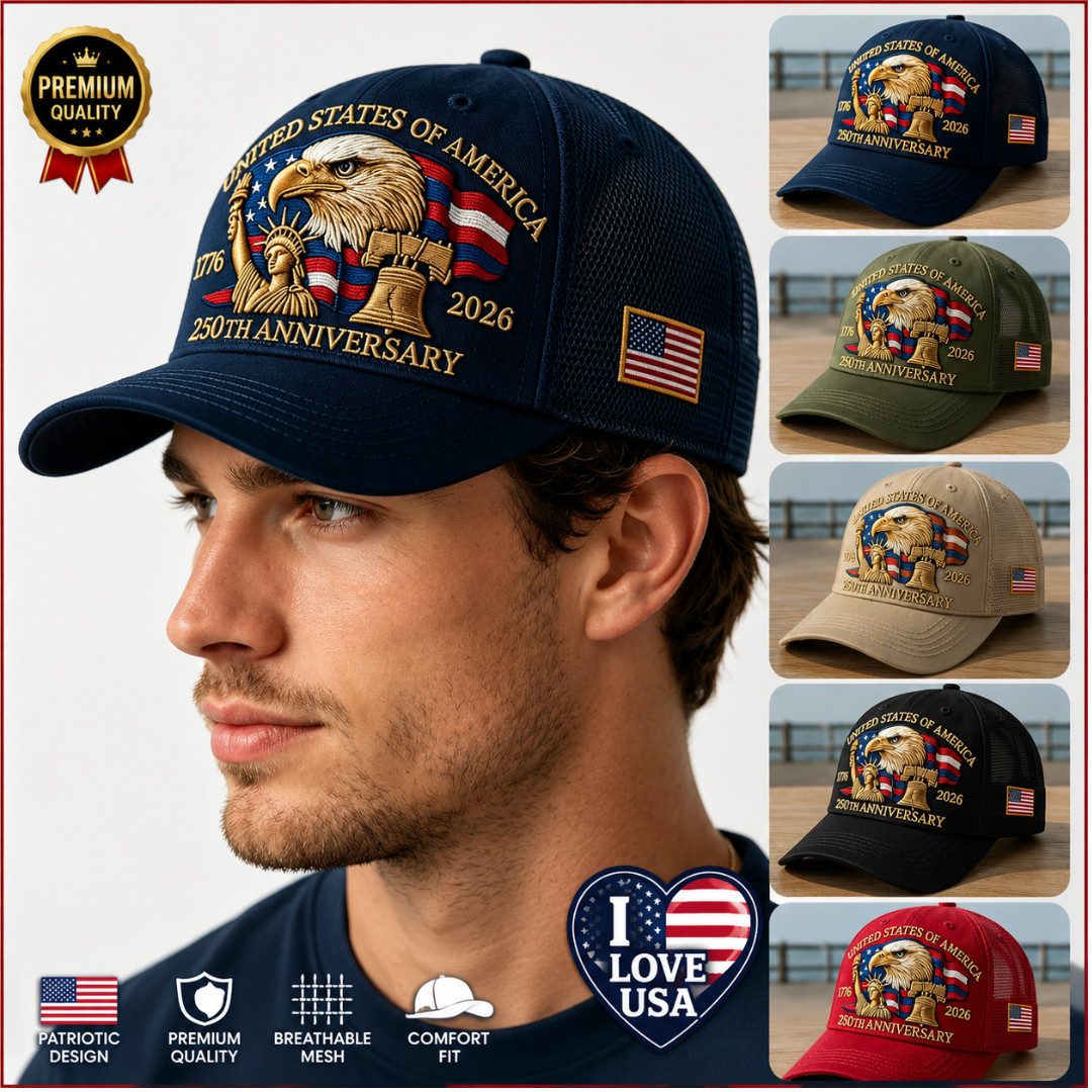 America 250th Anniversary Baseball Cap 1776–2026 USA Patriotic Hat Adjustable