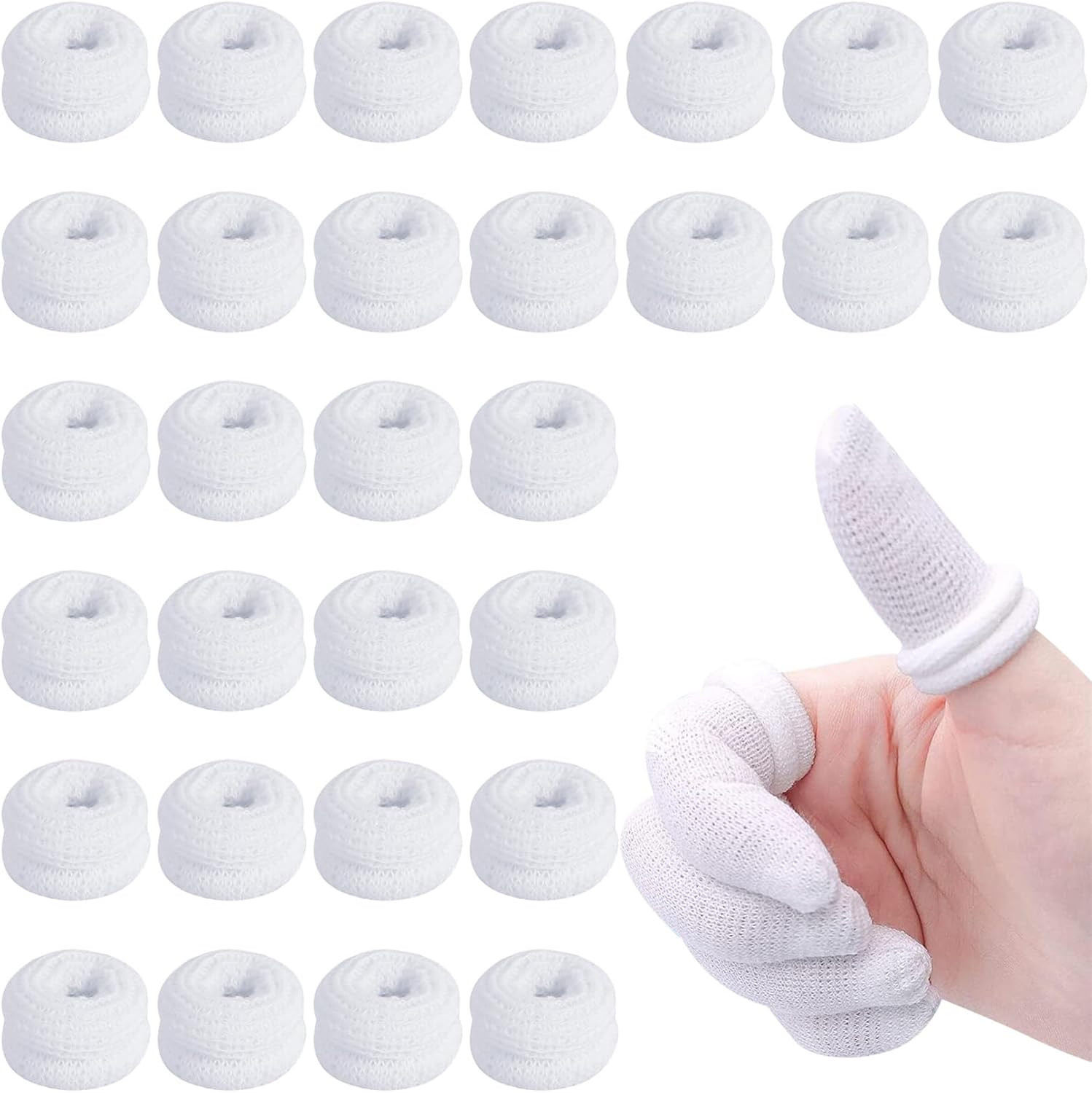 Finger Bandages 30Pcs Bobs Thumb Bandage Finger Bandage Tubular White Cotton Fin