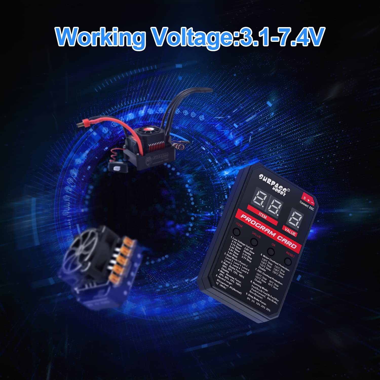 Update Version Surpass Hobby ESC Programming Card RC Car LED Programmer