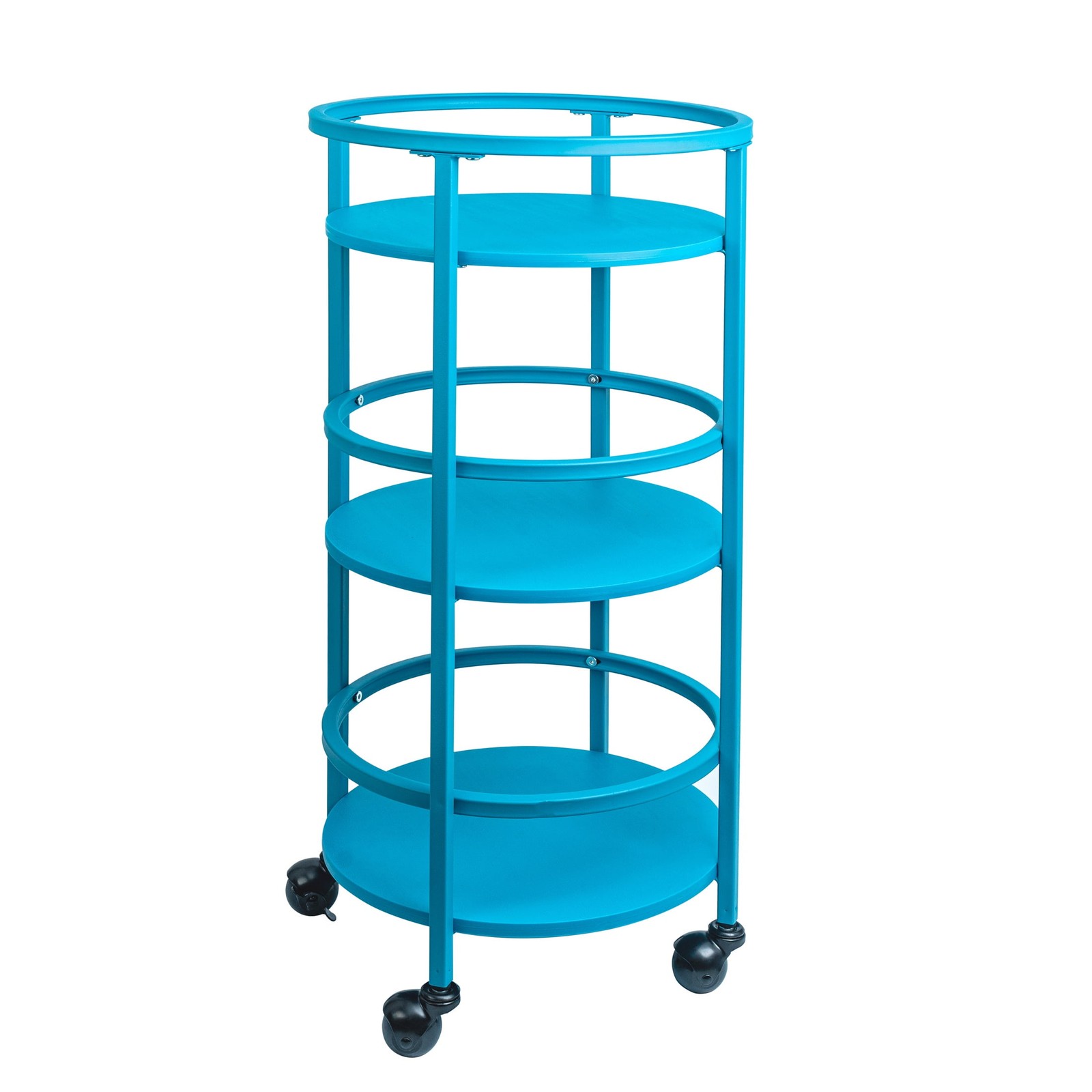 32" 3-Tier Rolling Round Kitchen Storage Bar Cart Black