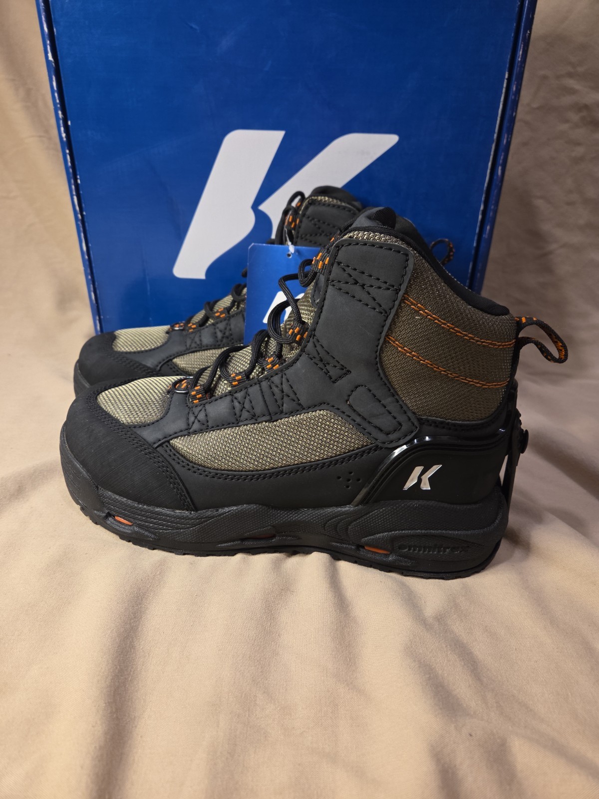 Korkers Greenback Wading Boots with Kling-On + White Felt soles Size 8 Mens NEW