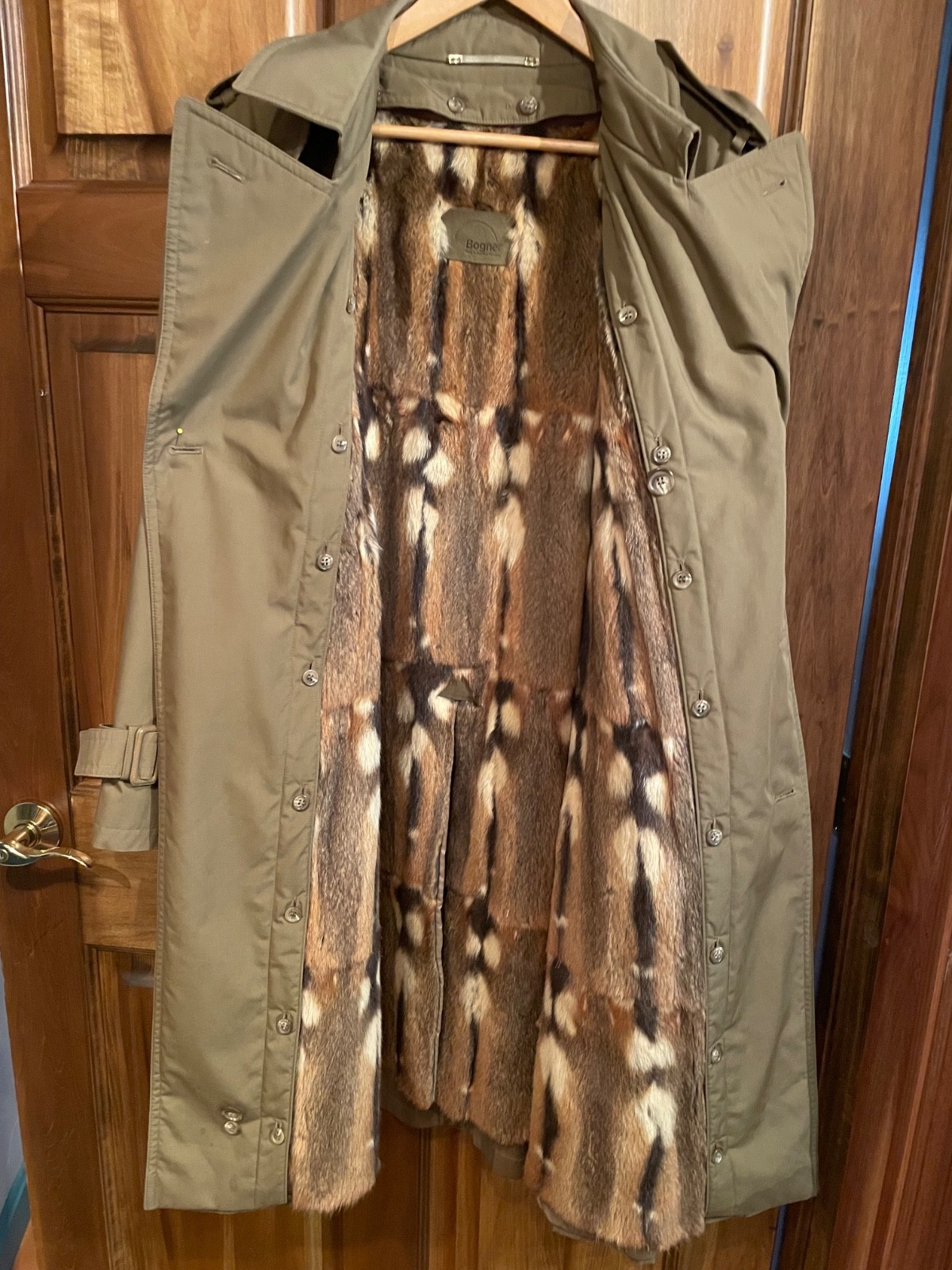 Bogner trench coat with fur lining