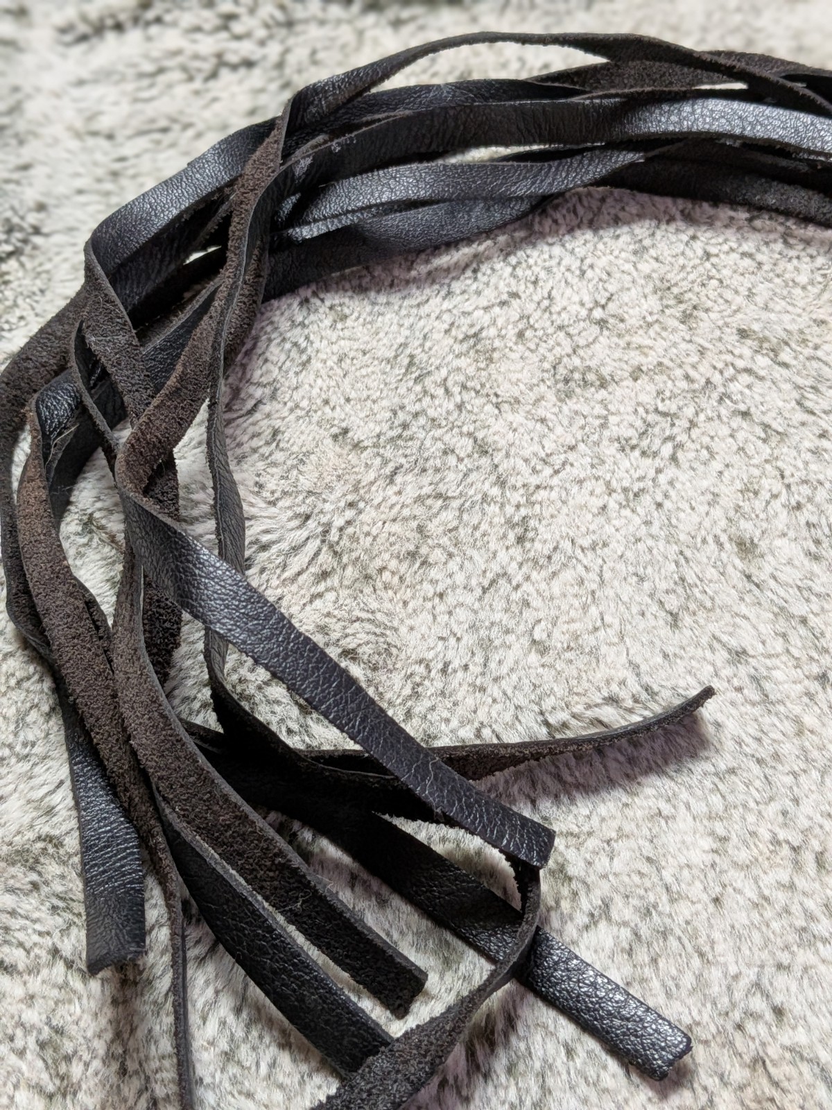 Handmade Braided Leather Whip Black Durable Western Style