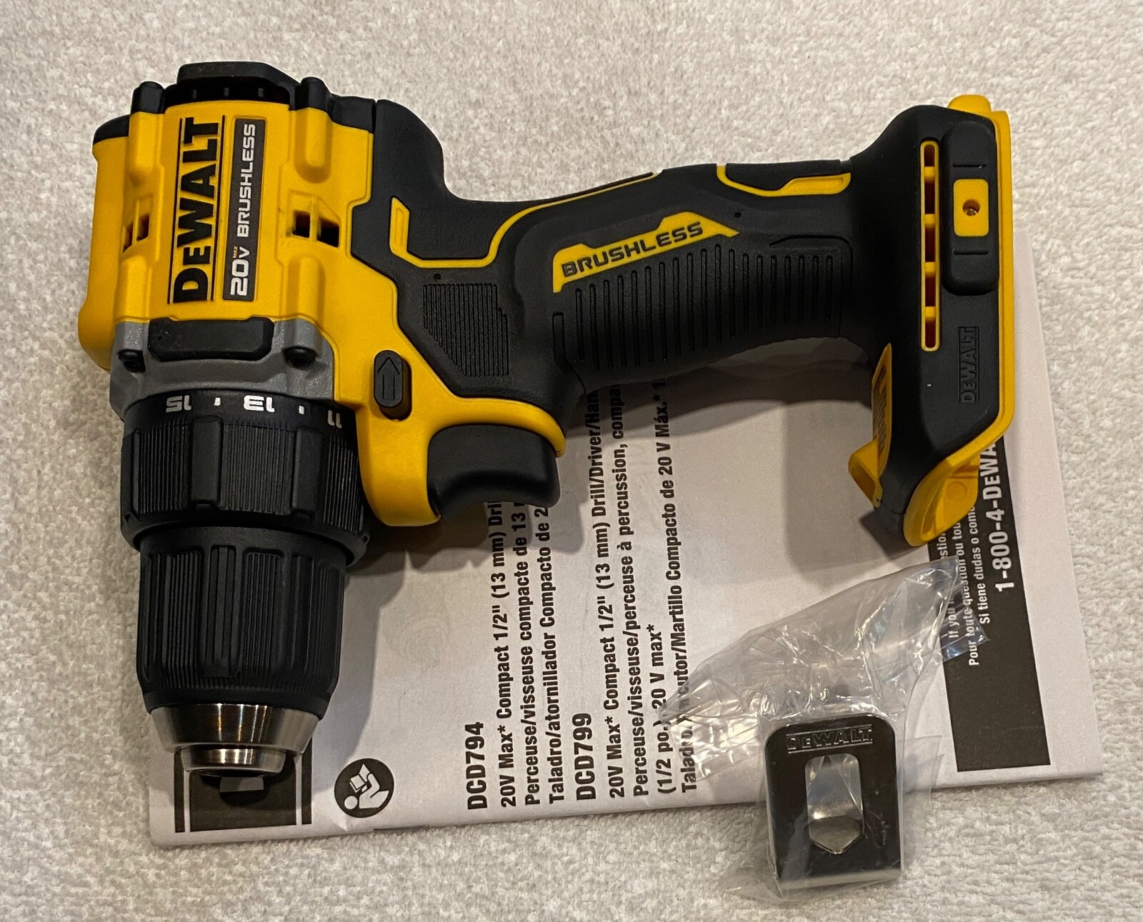 New Dewalt DCD794B 20V Max 1/2" Atomic Compact 2 Speed Brushless Drill Driver