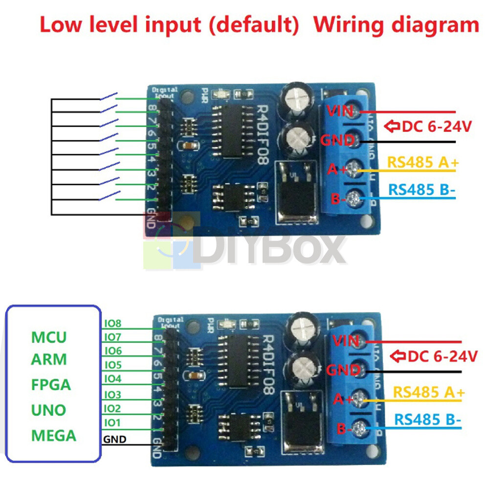 8 Digital Input Module RS485 Modbus RTU TTL IO PLC Switch Acquisition Board