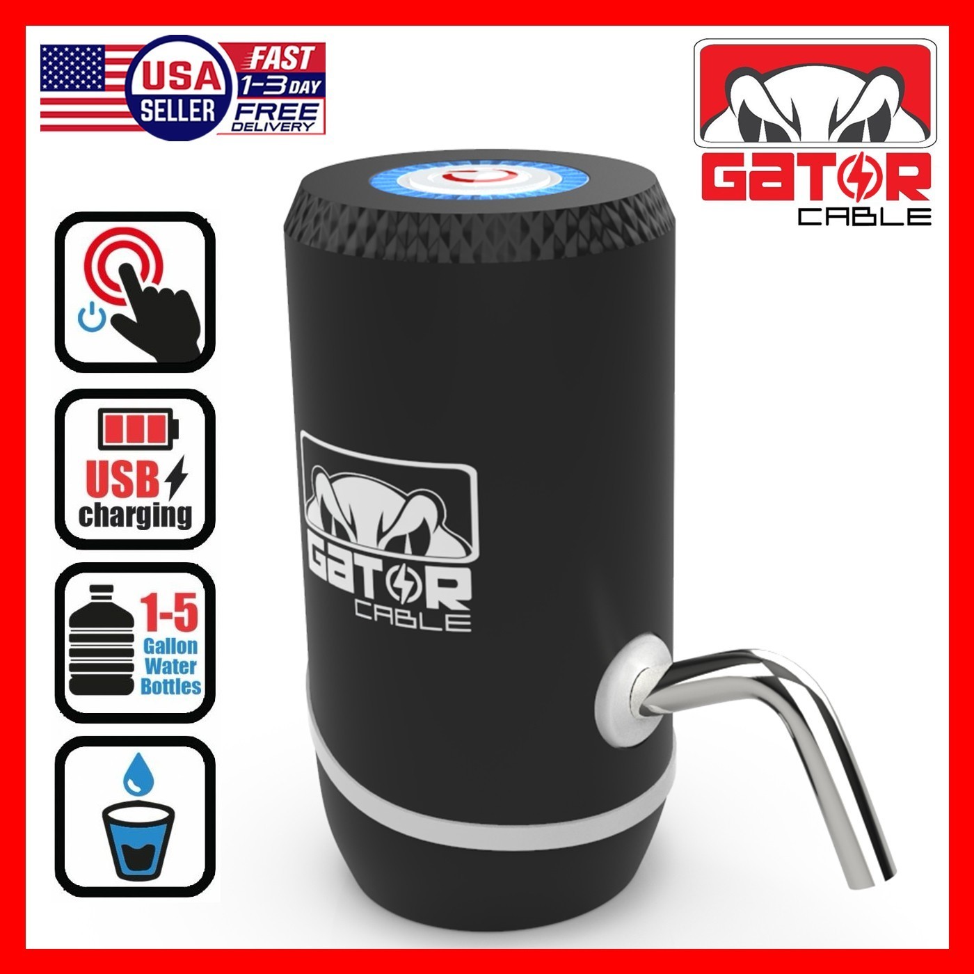 Water Bottle Pump Dispenser Automatic Switch Electric 5 Gallon USB Rechargeable