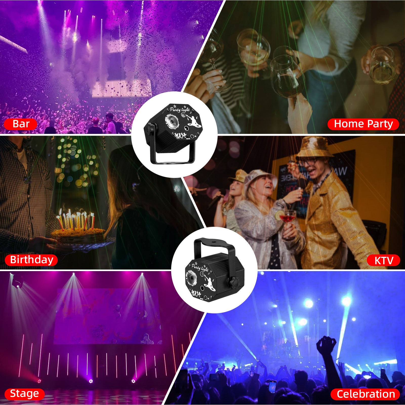 POGOLAB 72 Pattern USB Powered Party LED Lights, DJ Disco Lights Remote Control