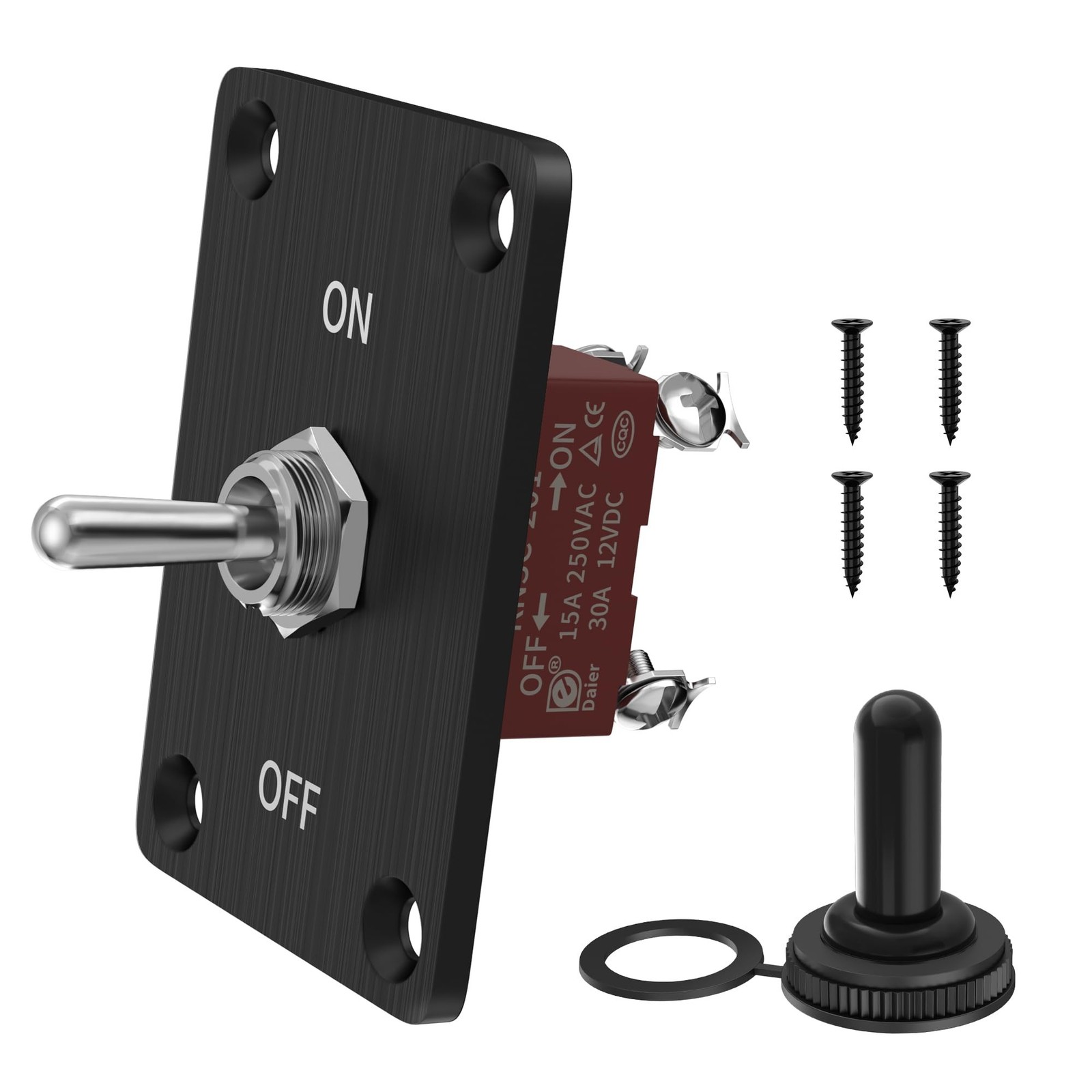 RVMARINEPAT Toggle Switch Waterproof ON/Off DPST 4 Pin 30A 12V DC 20A 120V AC...