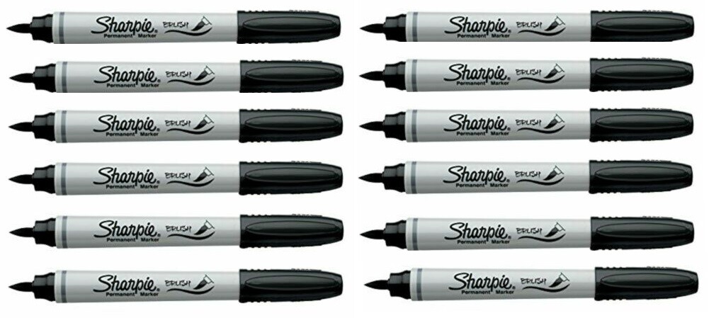 12 Pack- Sharpie Brush Tip Permanent Marker