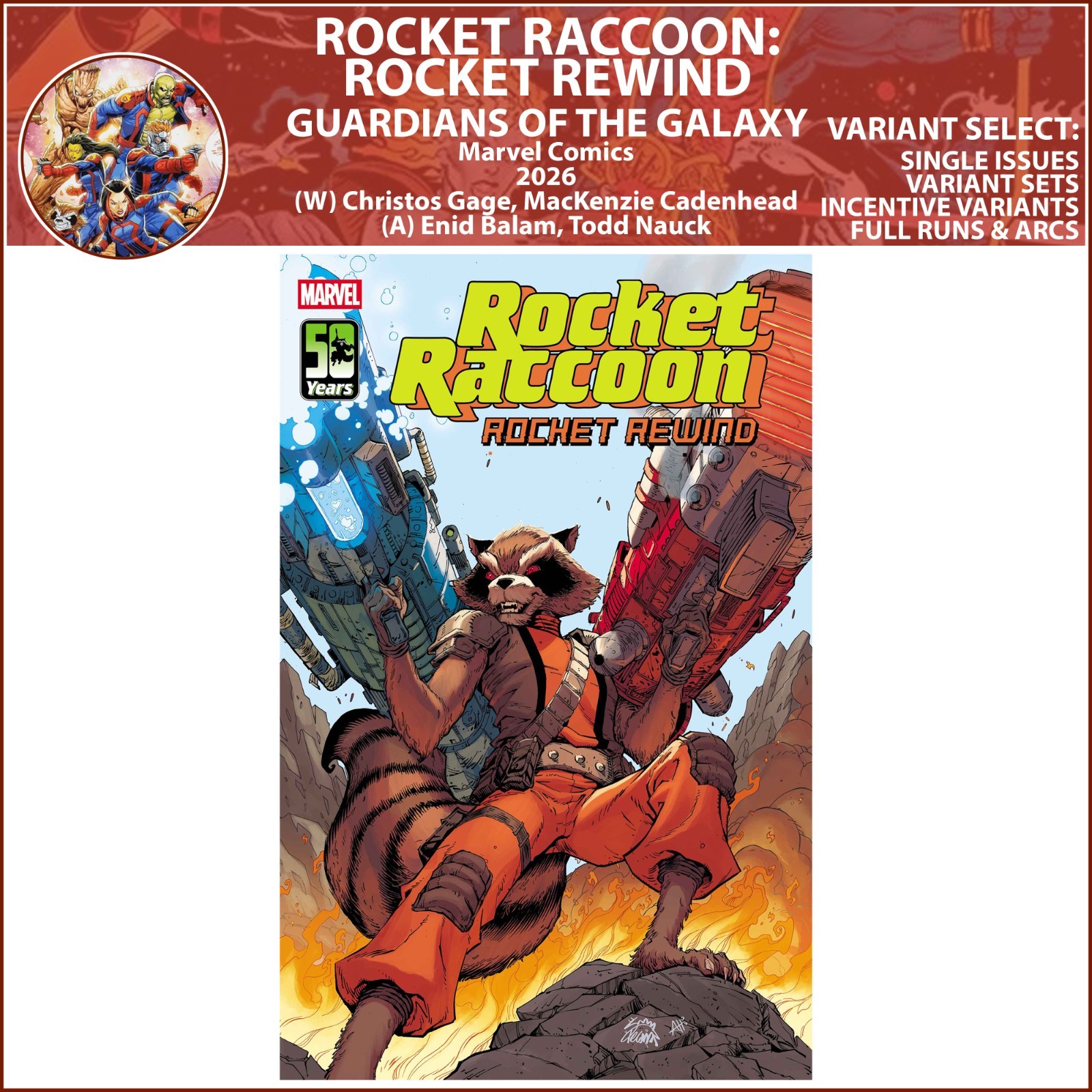 Rocket Raccoon: Rocket Rewind (2026) #1 Marvel Comics COVER SELECT