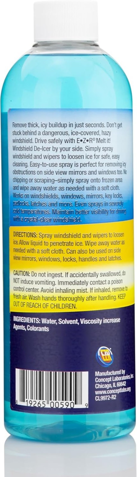 Easy Use Ice Melter for Windshields & Mirrors, 17 Fl Oz, 2-Pack - Made in USA