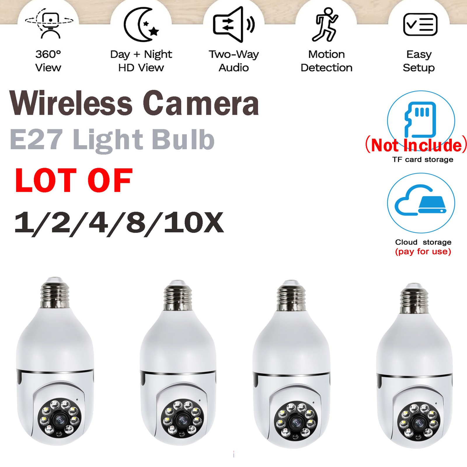 ✅LOT 1/2/4/10X Wireless WiFi Security Camera System Home Night Vision Cam 1080P