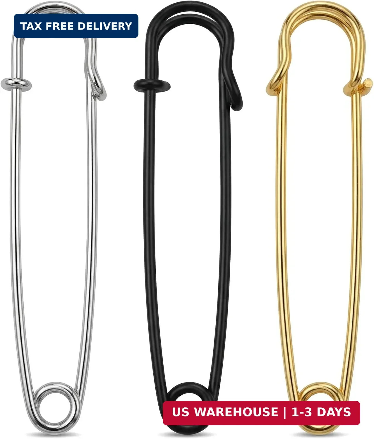 15Pcs Extra Large Heavy Duty Safety Pins, 4 Inch Jumbo Big Giant Safety Pins, 3