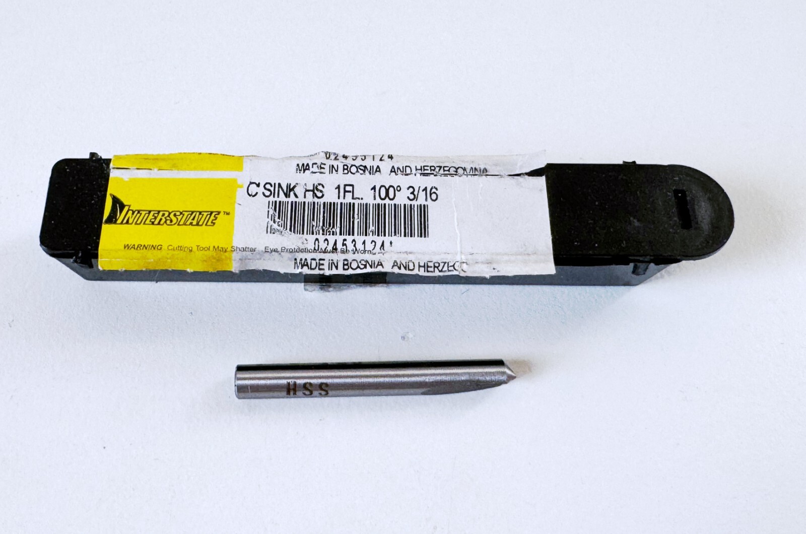 INTERSTATE 3/16" Head Diameter X 100° X 1-1/2 OAL Countersink 1 Flute HSS