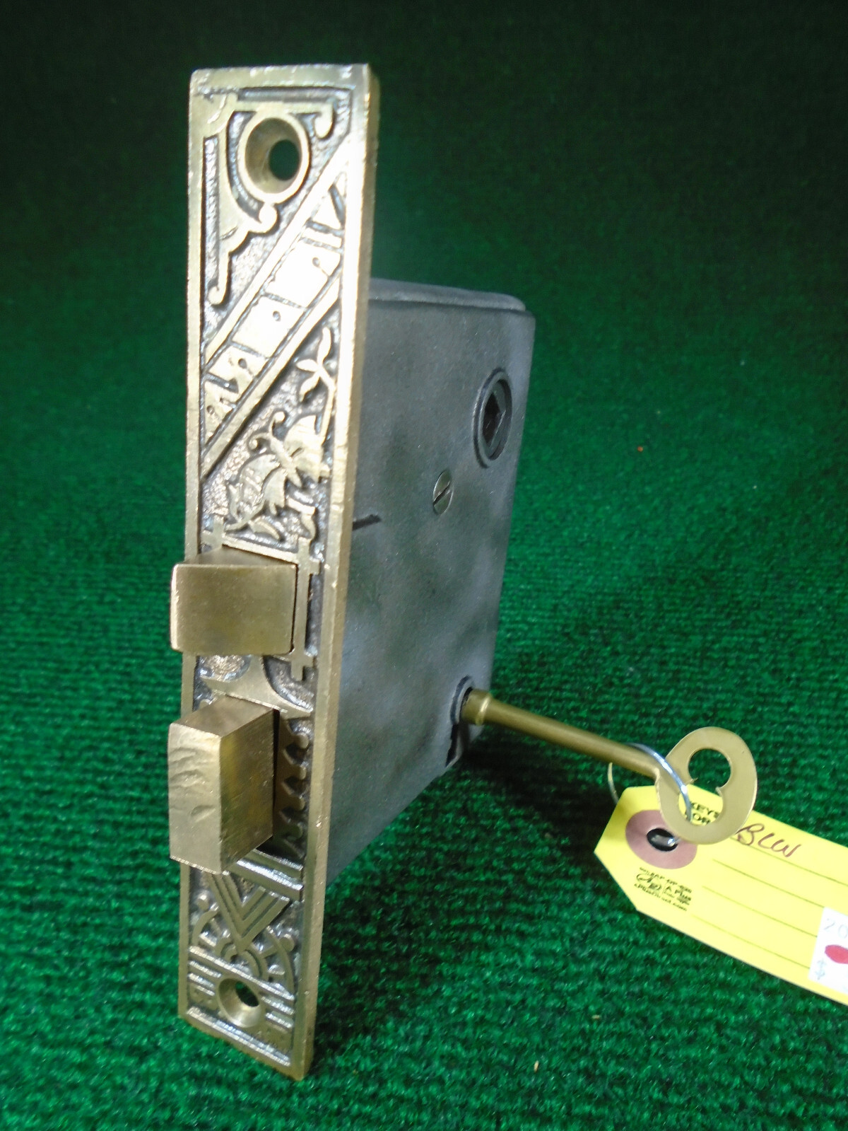 BLW EASTLAKE MORTISE LOCK w/KEY - CIRCA 1892  FULLY RESTORED 5 3/4" FACE (20664)