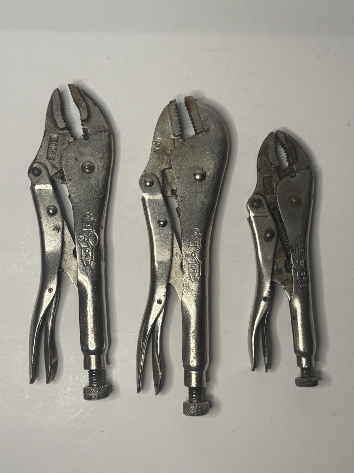 Petersen DeWitt 3 Piece Vise-Grip Locking Plier Set 10CR 7WR 10R USA Made