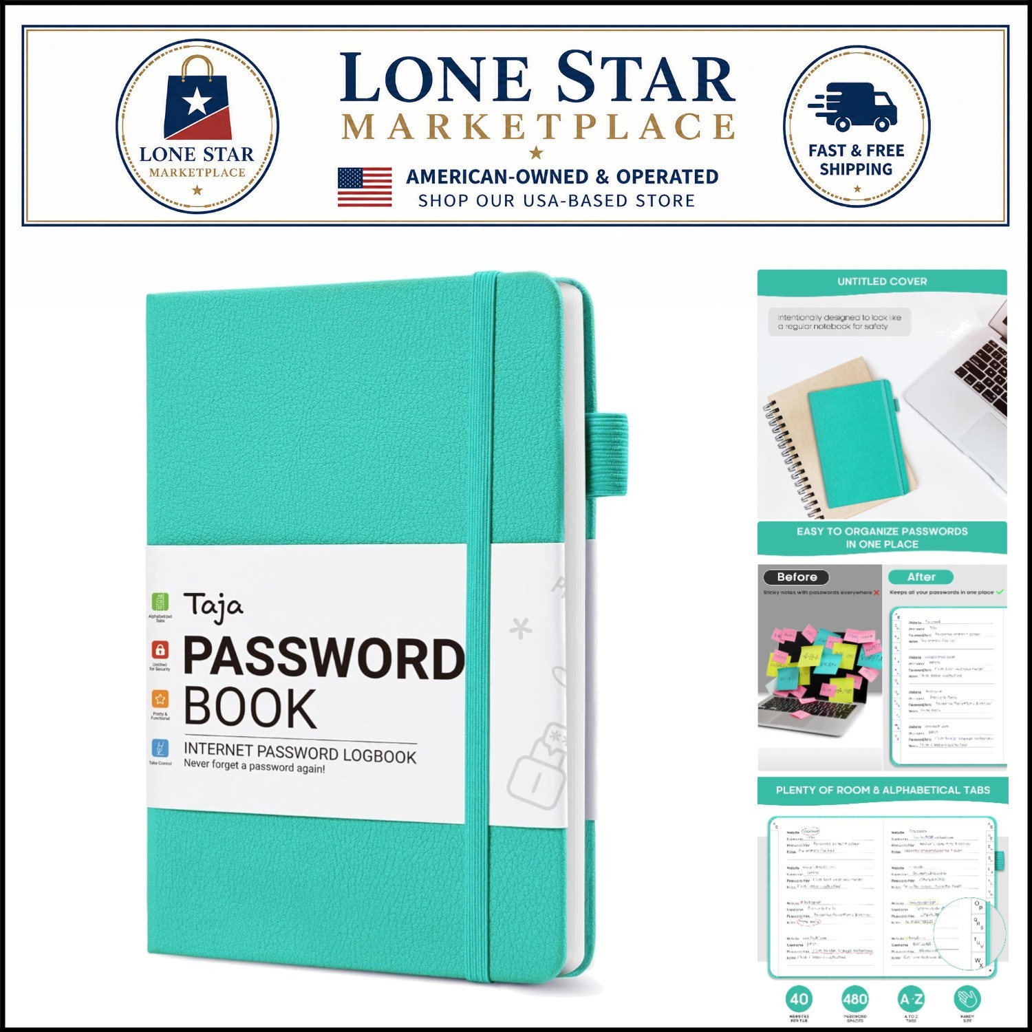 Password Management Notebook for Seniors - 136 Pages, Alphabetical Tabs Included