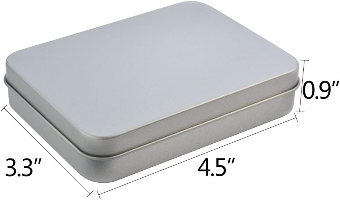 12pcs Metal Rectangular Empty Hinged Tins Box Containers 4.5x3.3x0.9 in, Mini Po