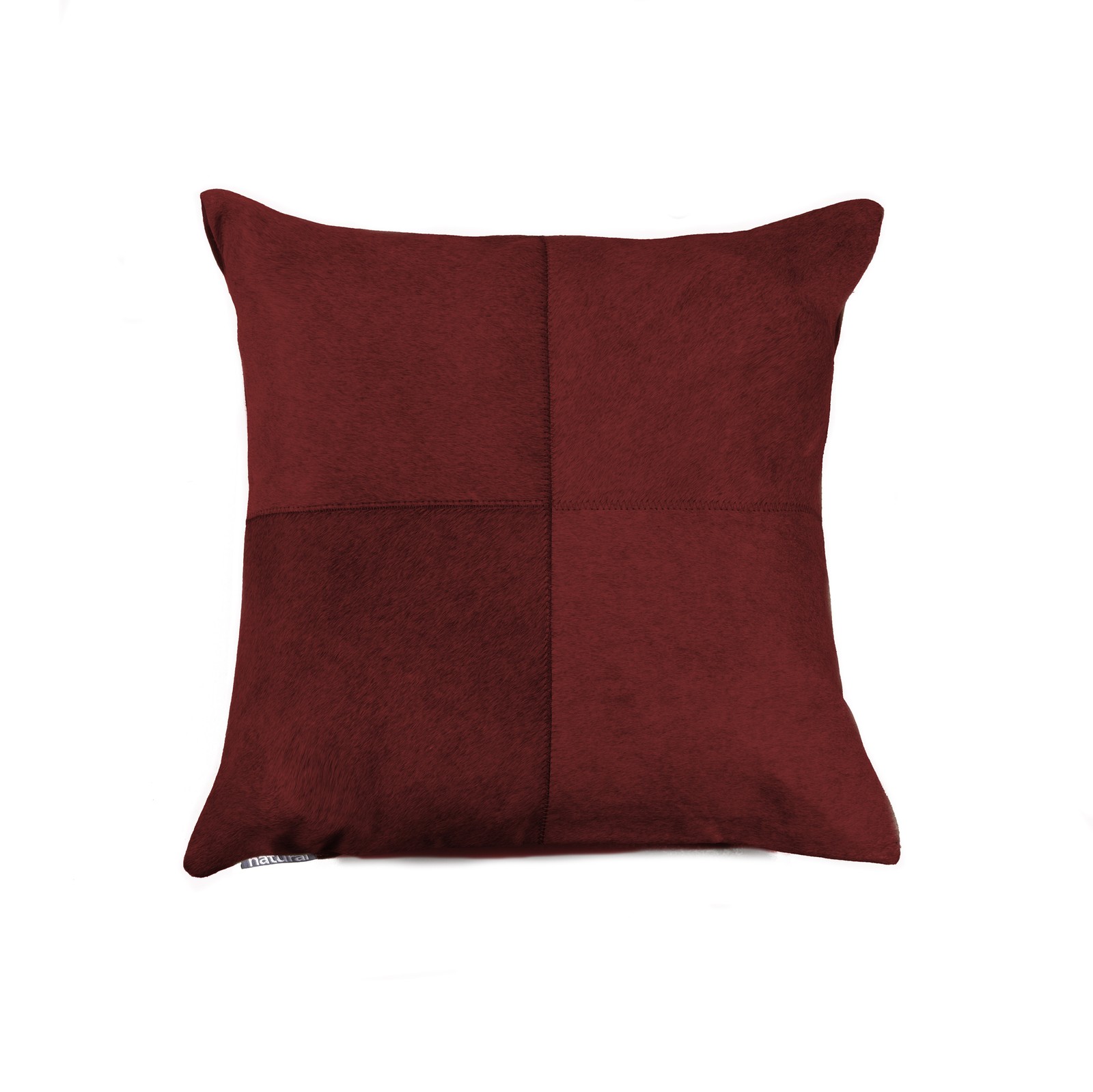 Natural Torino Quattro Cowhide Pillow | Wine | 18"x18"