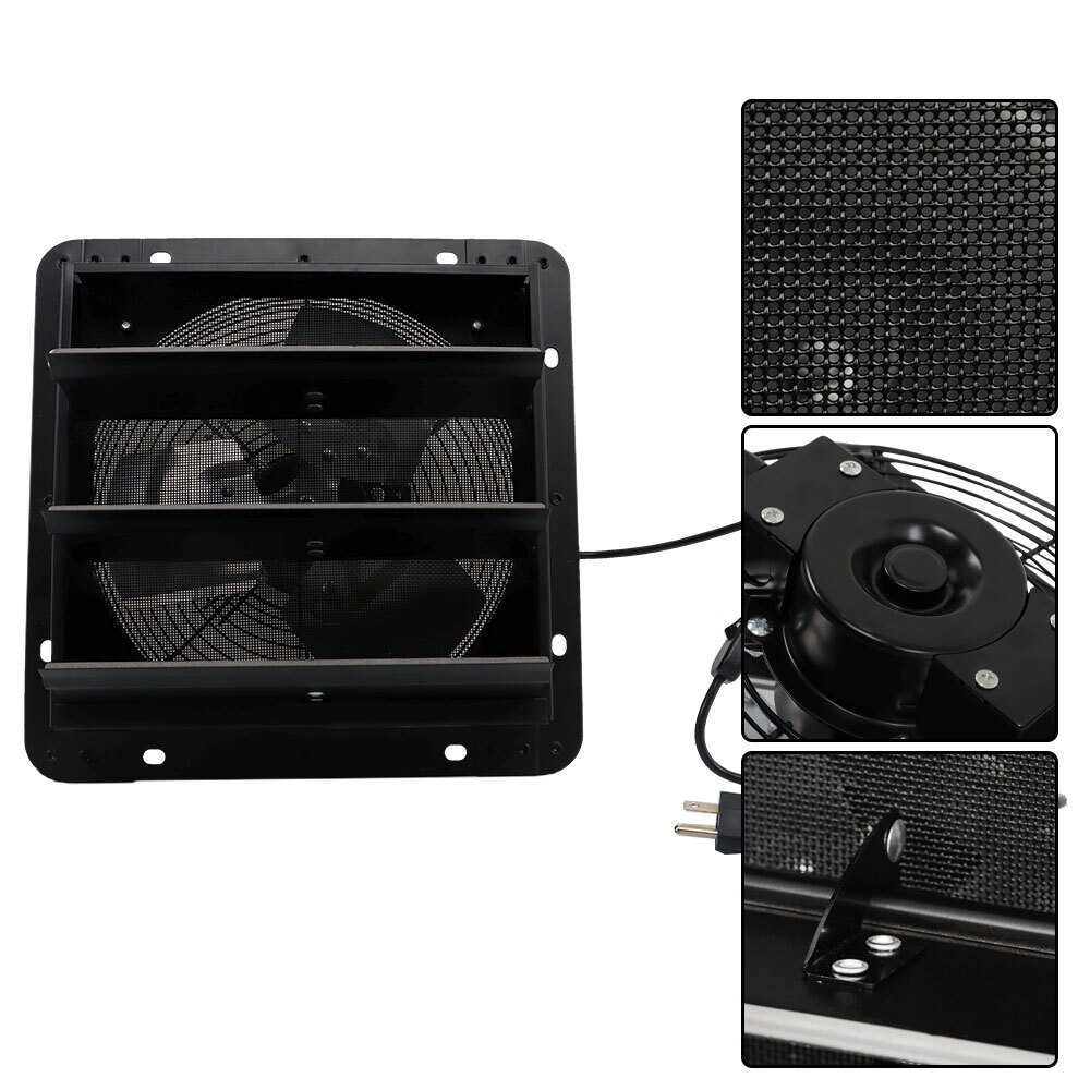 10"Wall Mounted Shutter Exhaust Fan High Speed Garage Shop Attic With Insect Net