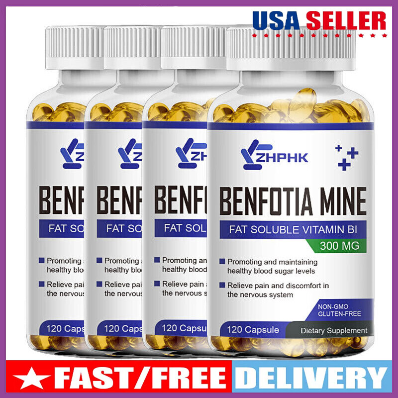 Benfotiamine Capsules 300mg Fat Soluble Thiamine Vitamin B1 NON-GMO,Gluten Free