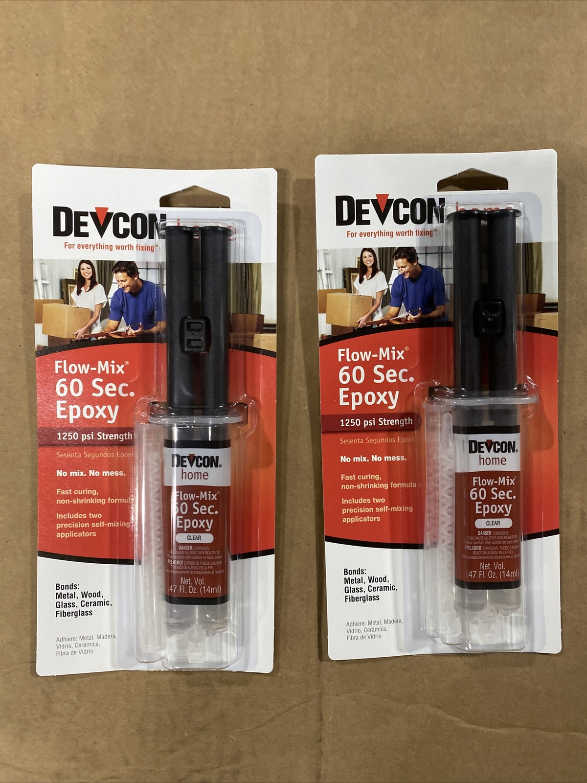 DEVCON Flow-Mix 60 Second Epoxy 1250 PSI LOT OF 2