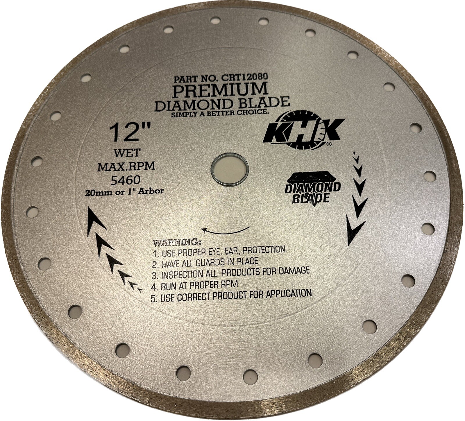 12" x .080" Premium Continuous Rim Diamond Blade Wet Cutting Tiles