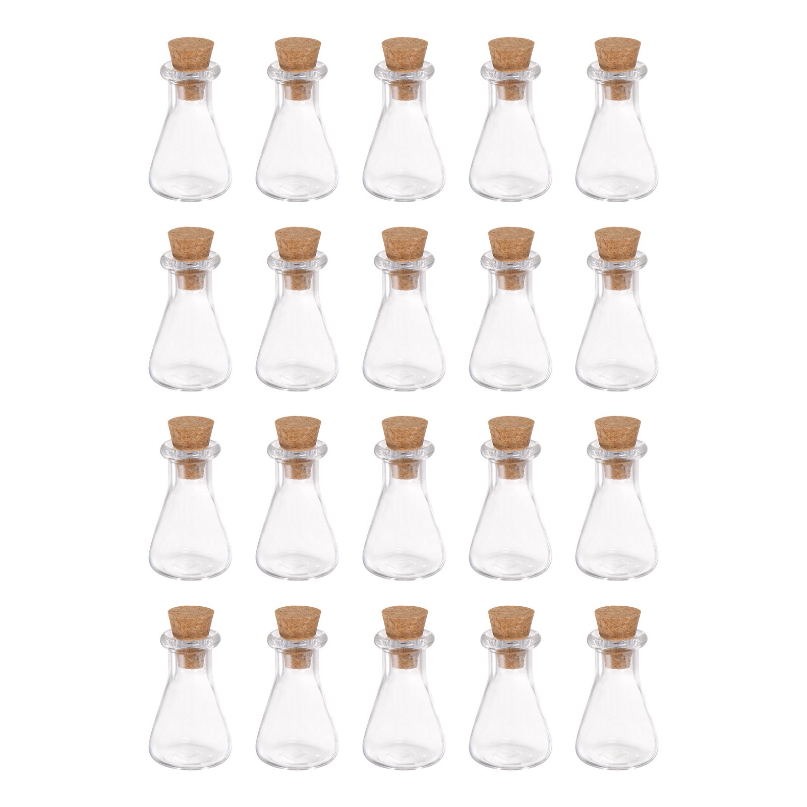 20Set Mini Glass Bottles with Cork Flask Shape Wishing Bottle
