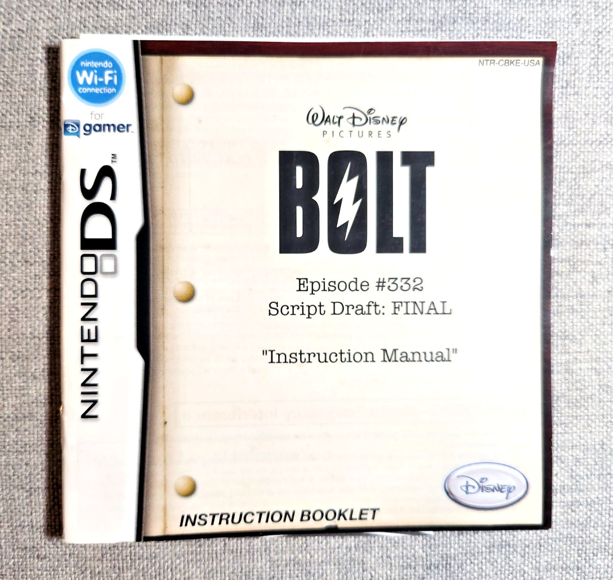 Disney's BOLT Instruction Manual Only - Nintendo DS