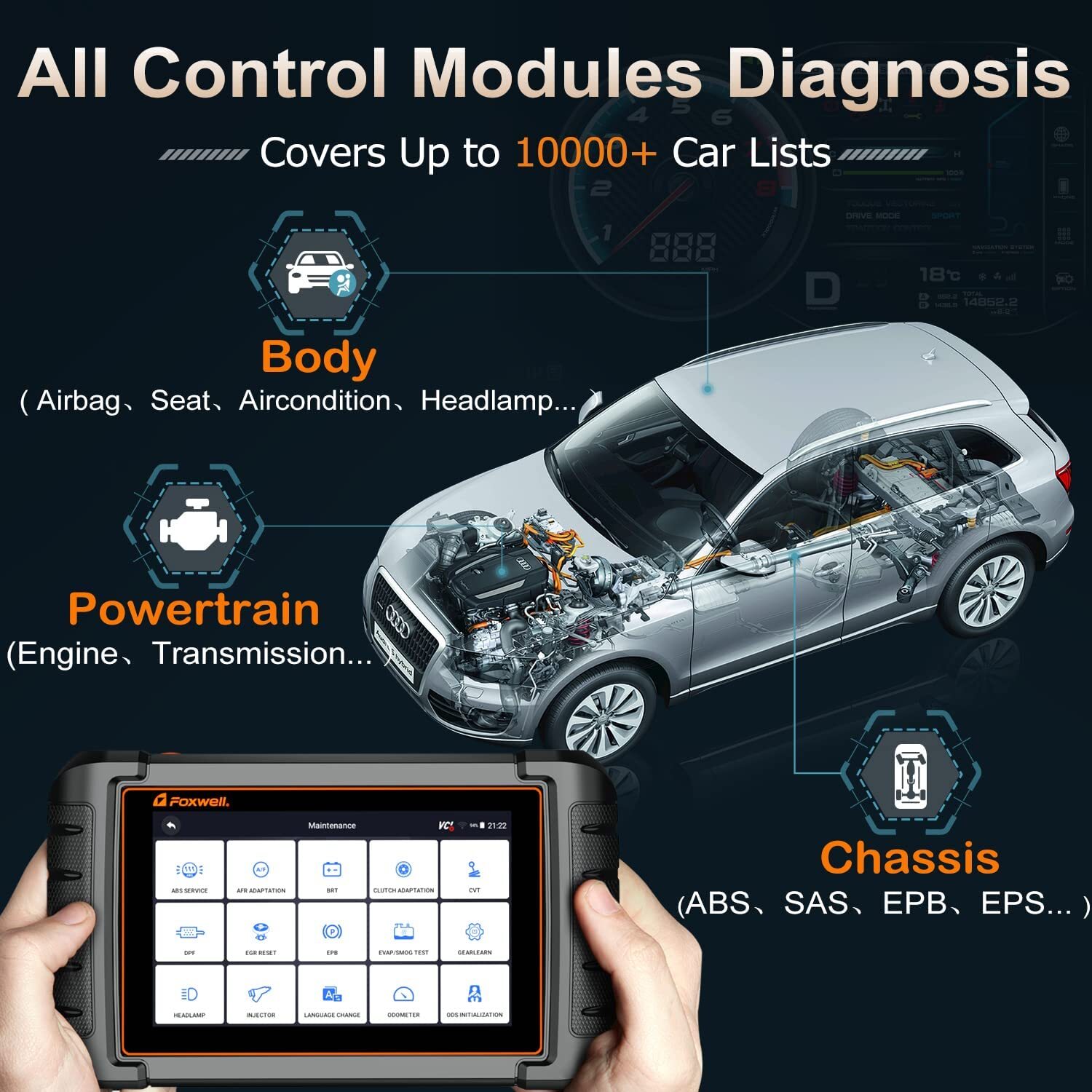 NT809 All System OBD2 Scanner Code Reader Bidirectional ABS SRS Diagnostic Tool