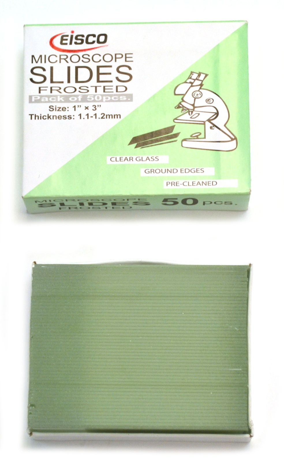 Eisco Labs Glass Microscope Slides, 50 Pack - Precleaned - Frosted End