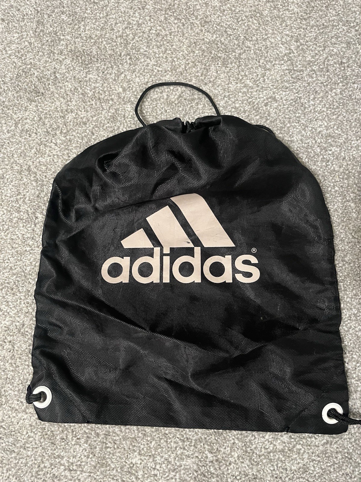 adidas Black Polyester Drawstring Gym Bag Lightweight Sports Packable